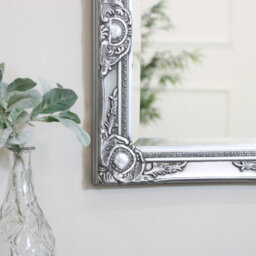 Melody Maison Ornate Silver Wall Mirror With Bevelled Glass 52Cm X 42Cm - thumbnail 3