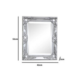 Melody Maison Ornate Silver Wall Mirror With Bevelled Glass 52Cm X 42Cm - thumbnail 7