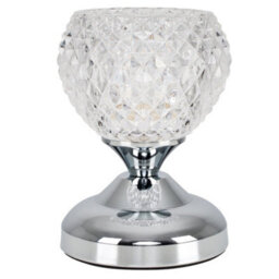 Valuelights Modern Silver Chrome & Decorative Glass Bedside Touch Table Lamp - Includes 3W Led Dimmable G9 Bulb 3000K Warm White