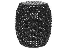 Beliani Beaded Drum Side Table 62Cm Diameter Black Iron - thumbnail 1