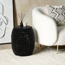 Beliani Beaded Drum Side Table 62Cm Diameter Black Iron - thumbnail 2