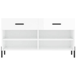 Berkfield Shoe Bench High Gloss White 102X35X55 Cm Engineered Wood - thumbnail 6