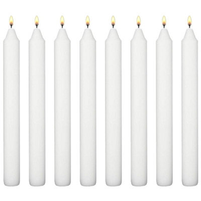 "SolaDirect White Table Household Dinner Tapered Candles, Decorative Household Candles, 6 Hours Burning Time, 18Cm / 7"" Long (Pack Of 8)" - image 1