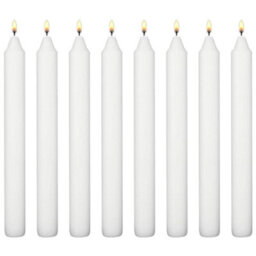"SolaDirect White Table Household Dinner Tapered Candles, Decorative Household Candles, 6 Hours Burning Time, 18Cm / 7"" Long (Pack Of 8)" - thumbnail 1