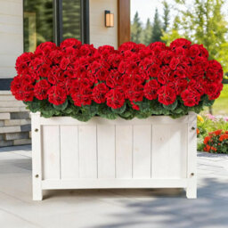 Artificial Geranium Flower Bouquets, Outdoor Artificial Flowers, Fake Flowers And Plants, Uv Resistant, Red - thumbnail 3