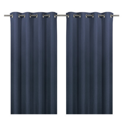 GoodHome Moggo Navy Chevron Lined Eyelet Curtain (W)167Cm (L)228Cm, Pair - image 1