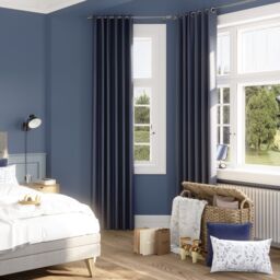 GoodHome Moggo Navy Chevron Lined Eyelet Curtain (W)167Cm (L)228Cm, Pair - thumbnail 2