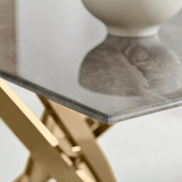 Furniturebox Uk Leonardo 4-Seater Dining Table With Glass Marble Effect Top And Gold Legs - thumbnail 4