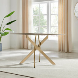 Furniturebox Uk Leonardo 4-Seater Dining Table With Glass Marble Effect Top And Gold Legs - thumbnail 3