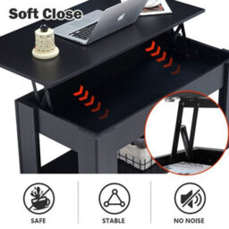 Black Coffee Table With Lift Top Storage Shelf Wood Living Room Height Ajustable - thumbnail 4