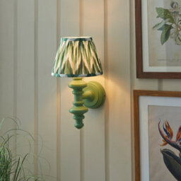 Luminosa Lighting Luminosa Carnaby Satin Cotswold Green Paint Wall Light With Cotswold Green Fabric Zigzag Shade 20Cm B22 - thumbnail 2