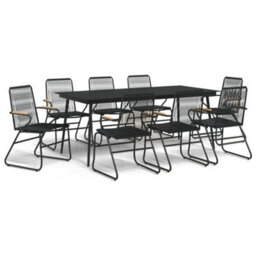 Walplus 9 Piece Garden Outdoor Dining Set Suitable For Backyard, Patio Black Pvc Rattan - thumbnail 2
