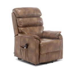 More4Homes Buckingham Dual Motor Electric Rise Recliner Bonded Leather Armchair Sofa Mobility Chair (Tan) - thumbnail 2
