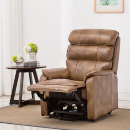 More4Homes Buckingham Dual Motor Electric Rise Recliner Bonded Leather Armchair Sofa Mobility Chair (Tan) - thumbnail 8