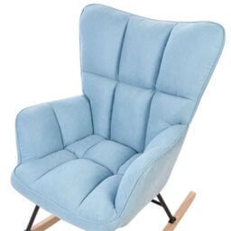 Beliani Blue Biscuit-Tufted Rocking Chair With Wooden Legs And Rubber Skates - thumbnail 5