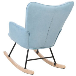 Beliani Blue Biscuit-Tufted Rocking Chair With Wooden Legs And Rubber Skates - thumbnail 6