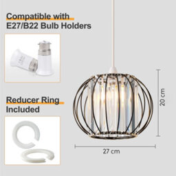 Harper Living Easy Fit  Shade, Matt Black Ceiling Light Shade 27Cm - Modern Lampshade For Bedroom, Kitchen, Living Room - thumbnail 7