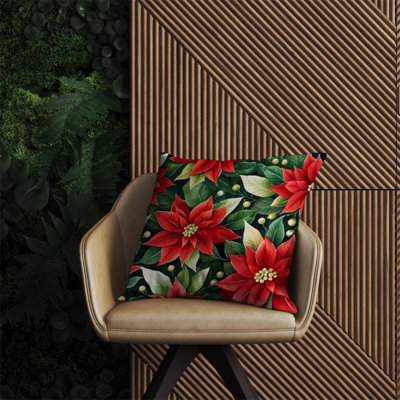 Warren Reed Designer Poinsetta Watercolour Outdoor Cushion 60Cm X 60Cm