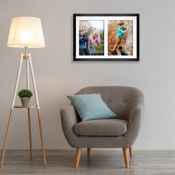 AK Frames 20X14 Black Sleek Multi Photo Frame With White Mount - Holds 2 Apertures (2X) A4 Photos - thumbnail 3