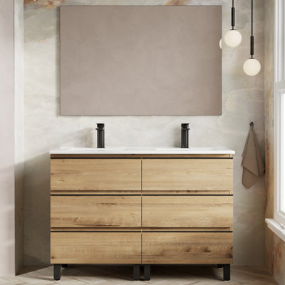 Banyetti Vatilla 1200mm Floorstanding Vanity Unit With Lira Basin - Ostippo Oak - image 1