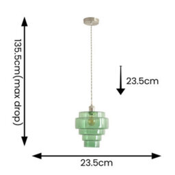Valuelights Lane Green Glass 5 Tier Layer Shade Brushed Chrome Single Ceiling Pendant Light - thumbnail 6
