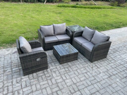Fimous 5 Piece Garden Furniture Sets 5 Seater Outdoor Patio Furniture Set Weaving Wicker Rattan Sofa Chair And Table - thumbnail 2