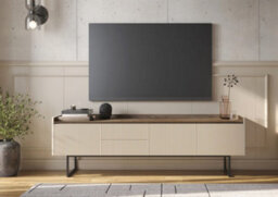 Arte Elegant Sand Beige & Oak Lago 6 Tv Cabinet W1920mm H860mm D400mm - Ample Storage, Modern Design - thumbnail 4
