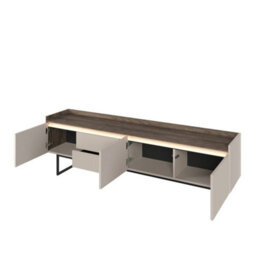 Arte Elegant Sand Beige & Oak Lago 6 Tv Cabinet W1920mm H860mm D400mm - Ample Storage, Modern Design - thumbnail 2