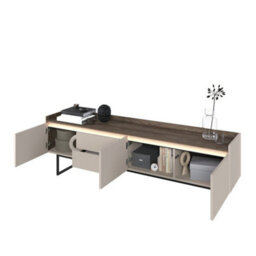 Arte Elegant Sand Beige & Oak Lago 6 Tv Cabinet W1920mm H860mm D400mm - Ample Storage, Modern Design - thumbnail 3