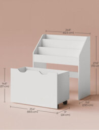 LEDREM Toy Organiser, Children S Bookshelf With 3 Shelves,storage Box With Wheels, Multipurpose, For Children's Room - thumbnail 4