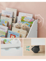 LEDREM Toy Organiser, Children S Bookshelf With 3 Shelves,storage Box With Wheels, Multipurpose, For Children's Room - thumbnail 3