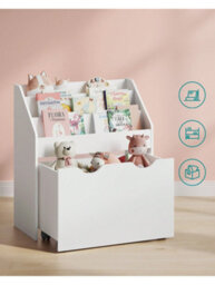 LEDREM Toy Organiser, Children S Bookshelf With 3 Shelves,storage Box With Wheels, Multipurpose, For Children's Room - thumbnail 2