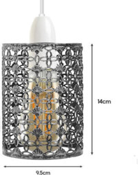 Set Of 2 Easy Fit Lampshades Retro Style Metal Wire Cage For Pendant Lights, Brushed Silver - thumbnail 3