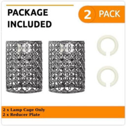 Set Of 2 Easy Fit Lampshades Retro Style Metal Wire Cage For Pendant Lights, Brushed Silver - thumbnail 4