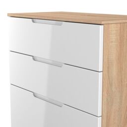 Messina Ready Assembled Gloss & Matt White & Oak 4 Drawer Deep Chest (H)1067mm (W)740mm (D)390mm - thumbnail 4