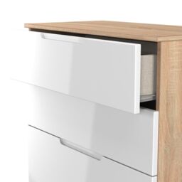Messina Ready Assembled Gloss & Matt White & Oak 4 Drawer Deep Chest (H)1067mm (W)740mm (D)390mm - thumbnail 3