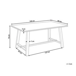 Beliani Dining Table Barnes Natural Ash Wood 160 Cm 90 Cm - thumbnail 3