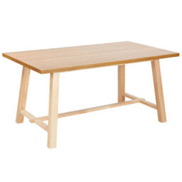 Beliani Dining Table Barnes Natural Ash Wood 160 Cm 90 Cm - thumbnail 1