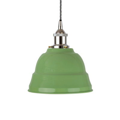 Mint Green Lincoln Painted Dome Pendant Light With Nickel Lamp Holder And Grey Twisted Cable - Se Home - image 1