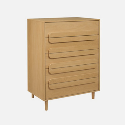 Sweeek - Vintage Oak Wood Effect 5 Drawer Chest Juliana 80X40X113 Cm - image 1