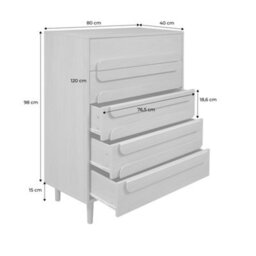 Sweeek - Vintage Oak Wood Effect 5 Drawer Chest Juliana 80X40X113 Cm - thumbnail 5