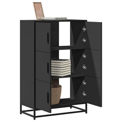Berkfield Highboard Black 68X35X106.5 Cm Engineered Wood And Metal - image 1