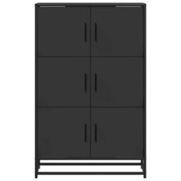 Berkfield Highboard Black 68X35X106.5 Cm Engineered Wood And Metal - thumbnail 4