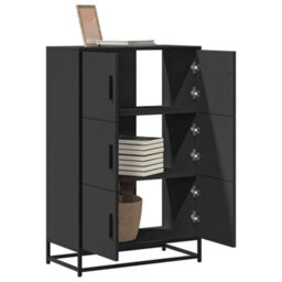 Berkfield Highboard Black 68X35X106.5 Cm Engineered Wood And Metal - thumbnail 1