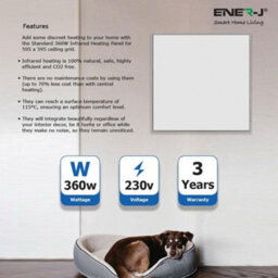 Ener-J Ener J Infrared Panel Heater 600X600 White 360W - thumbnail 3