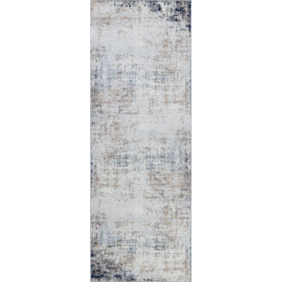 Livabliss Roma-Abstract Grey Blue Brown Modern Marble Living Dining Bedroom Rug 80 X 220 Cm Easy Care, Non Shedding - image 1