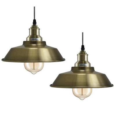 2 Pack Green Brass Metal Ceiling Light Shade 22Cm Easy Fit Pendant Lamp For Bedroom, Hallway Lamp Shade - image 1