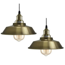 2 Pack Green Brass Metal Ceiling Light Shade 22Cm Easy Fit Pendant Lamp For Bedroom, Hallway Lamp Shade - thumbnail 1