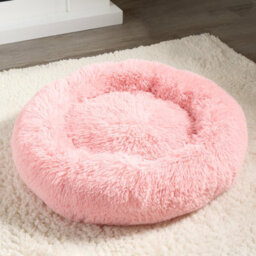 OHS Dog Bed Fluffy Plush Fleece Pet Calming Anti Anxiety Round, Blush - Medium - thumbnail 7