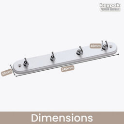 Keypak 4-Hook Wall-Mounted Key Tidy, Key Holder For Entryway Hallway Living Room, Chrome On White - thumbnail 3